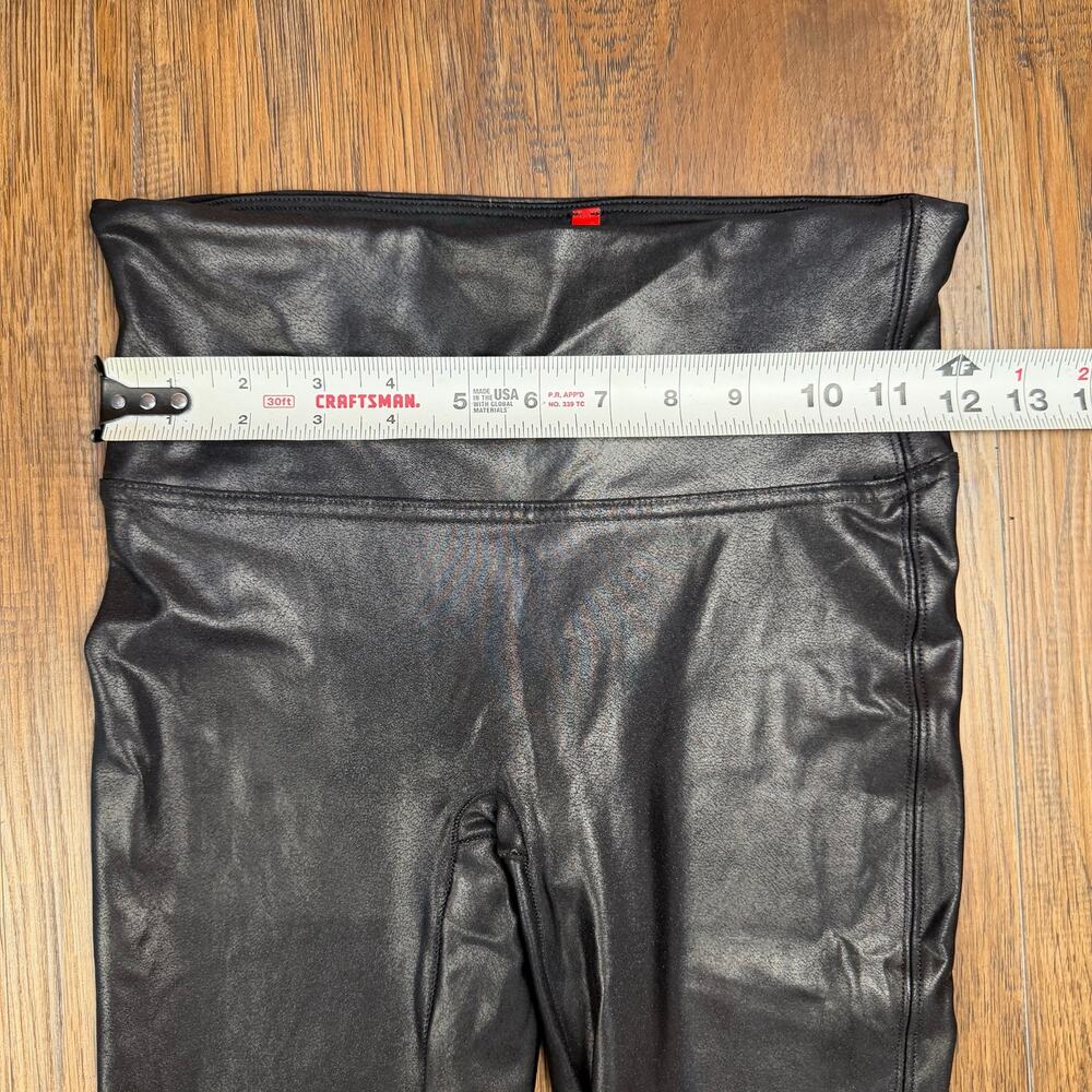 Spanx SMALL black faux leather leggings pants full length pull-on slimming - Picture 3 of 14
